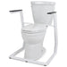 White toilet with a support frame on a white background