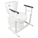 White toilet with a support frame on a white background