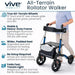 Rollator walker with wheels and handlebars on a white background