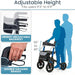 Rollator with adjustable height feature displayed on a white background