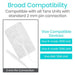 Product compatibility with Vive TENS units on a white background