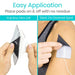 Product demonstration of applying adhesive patches with text on easy application.