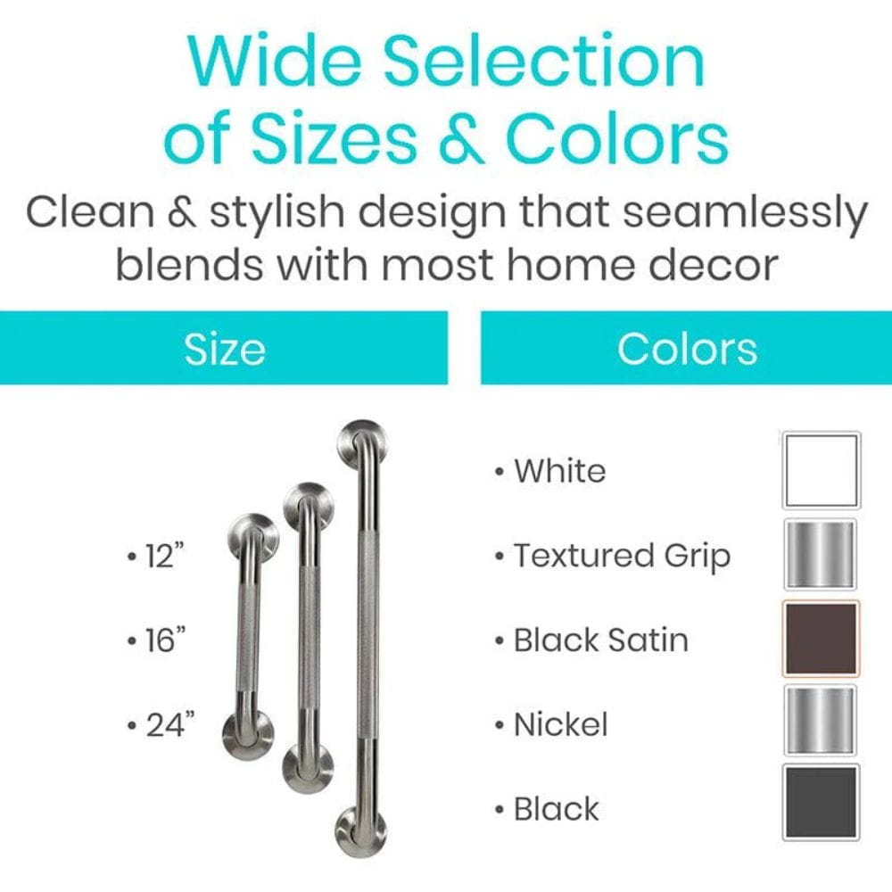 Product display with sizes and color options for a cleaning tool or device.