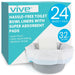 Vive hassle-free toilet bowl liners packaging with text and images on a white background