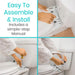 Collage showing steps to assemble a toilet seat with text 'Easy To Assemble & Install' and 'Includes a simple-step Manual'.