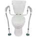 Toilet safety frame with grab bars on a white background