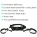 Black harness with straps and Vive logo on a white background with feature text.