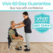 Person adjusting a back brace on another person with 'Vive Health' branding and 60-day guarantee text.