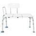 White adjustable bath bench with backrest on a white background