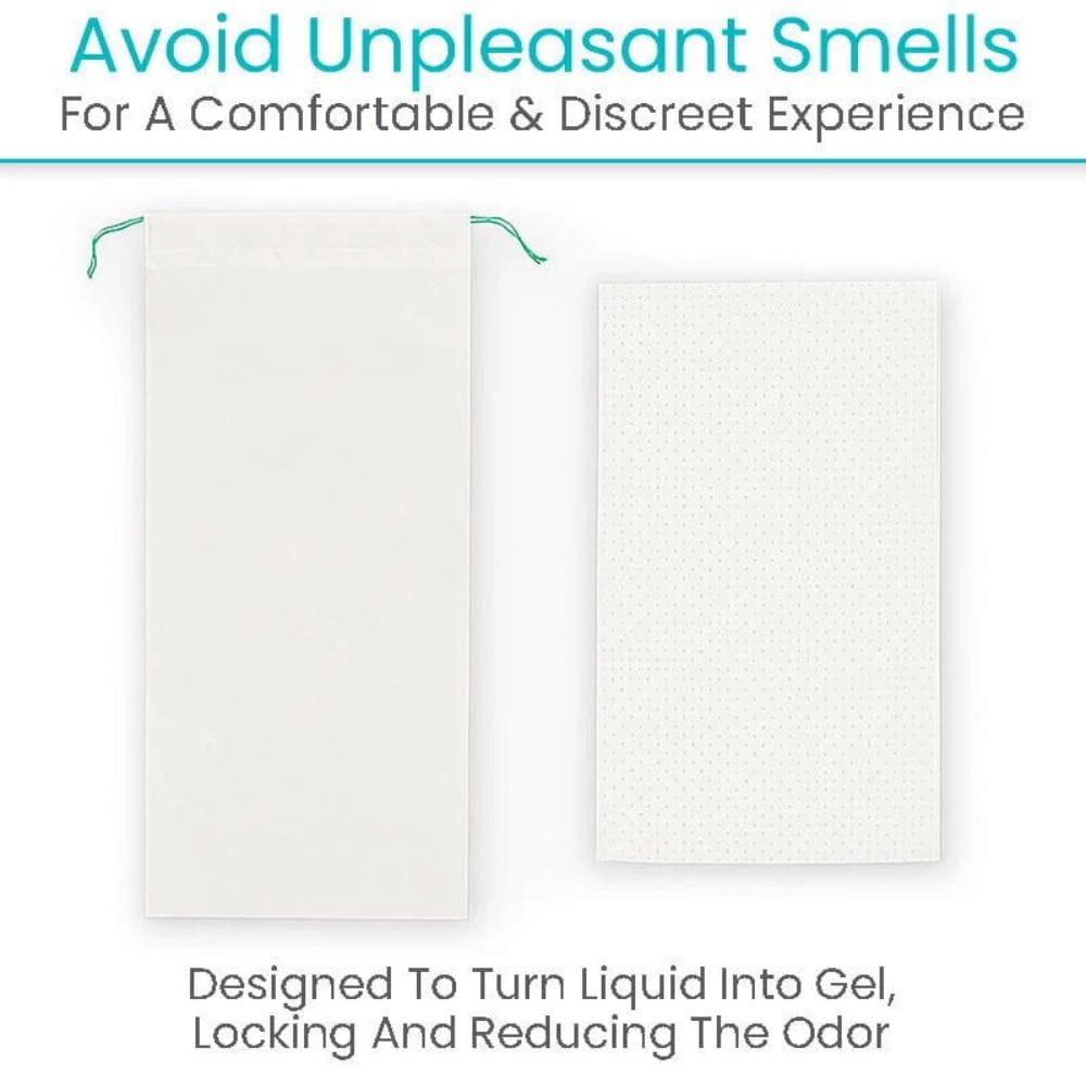 Two white gel packs with text about odor control on a white background