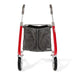 Red walker with a mesh bag attached on a white background