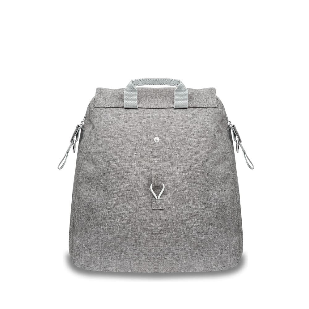 Gray backpack with zippers on a white background