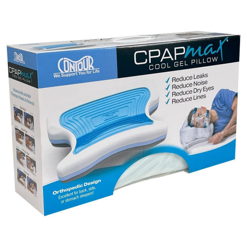 CPAPmax Cool Gel Pillow packaging with a blue and white design.
