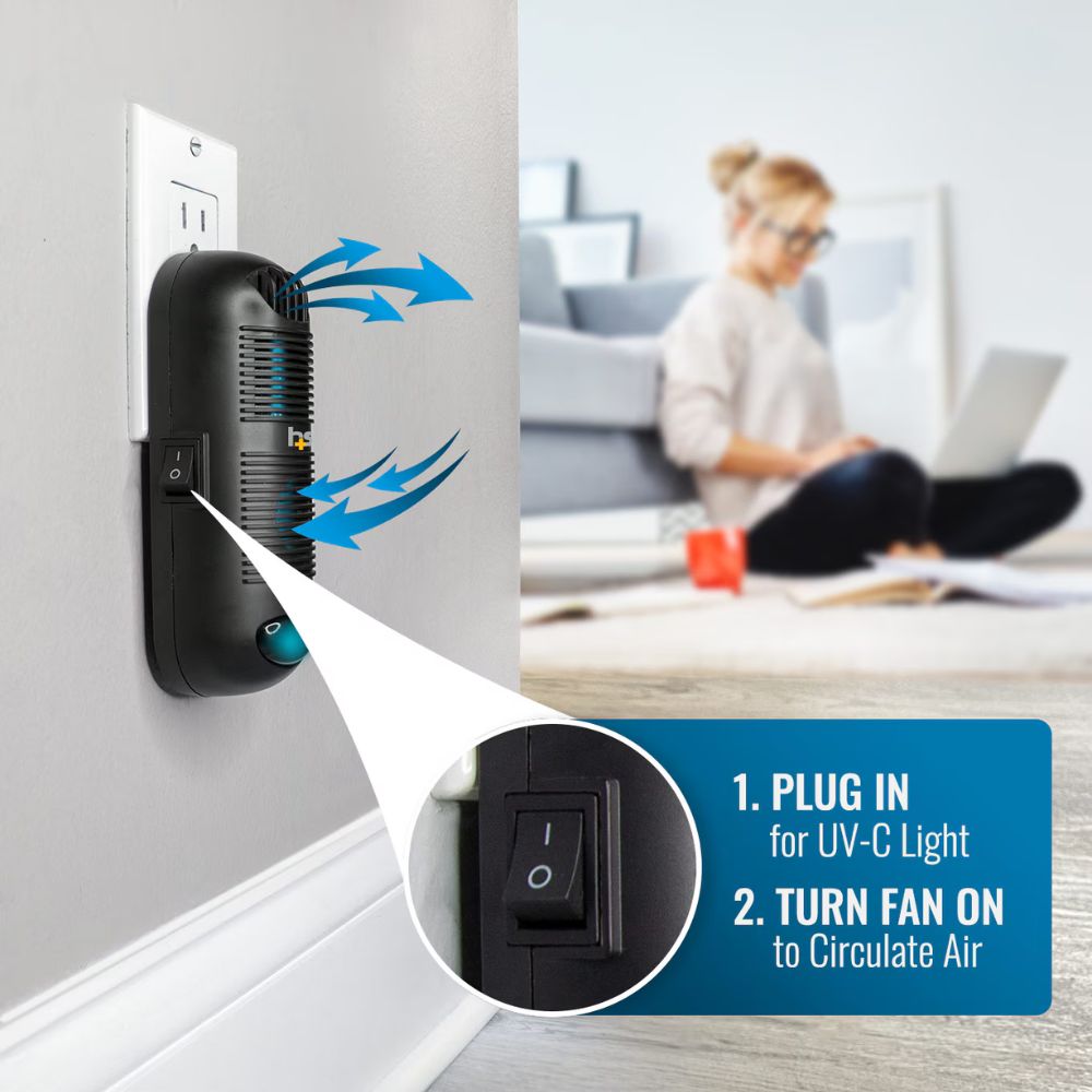 Filterless UV-C Plug-In Air Sanitizer – Black