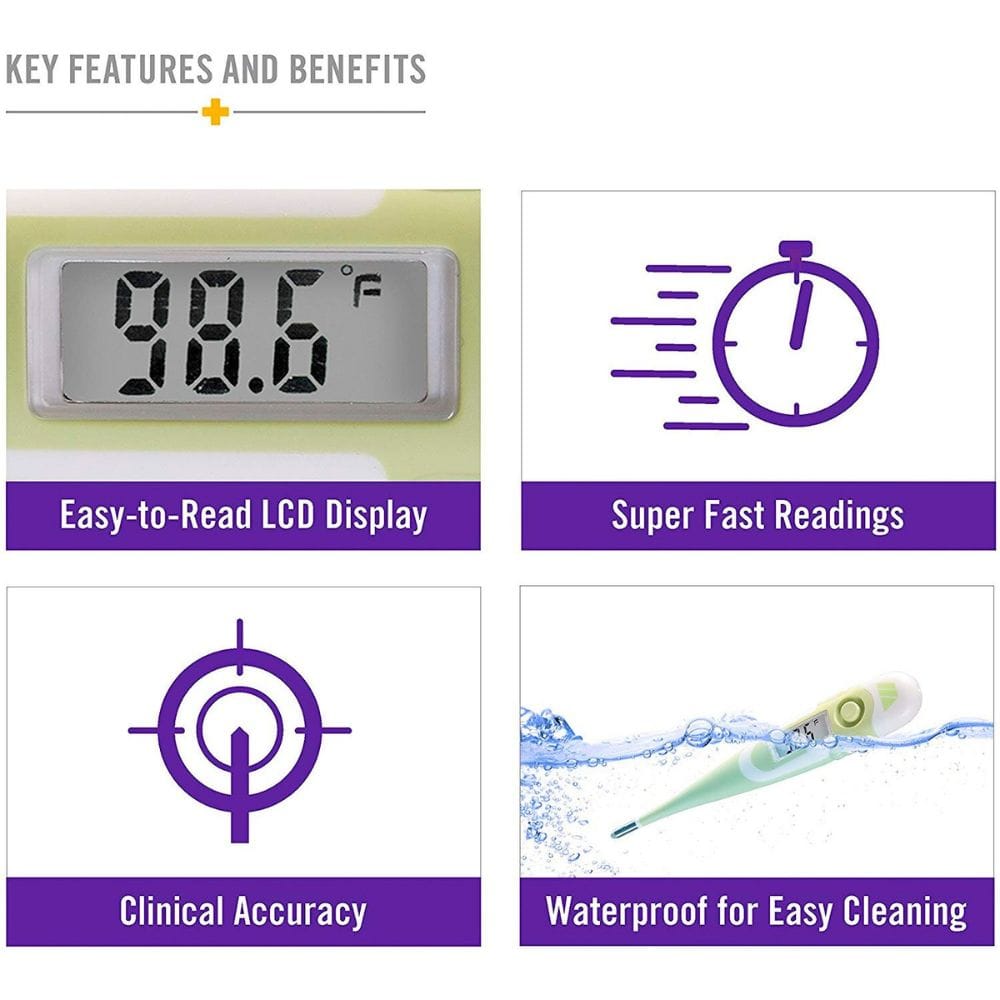 MABIS® 9-Second Waterproof Digital Thermometer, Horizontal Package