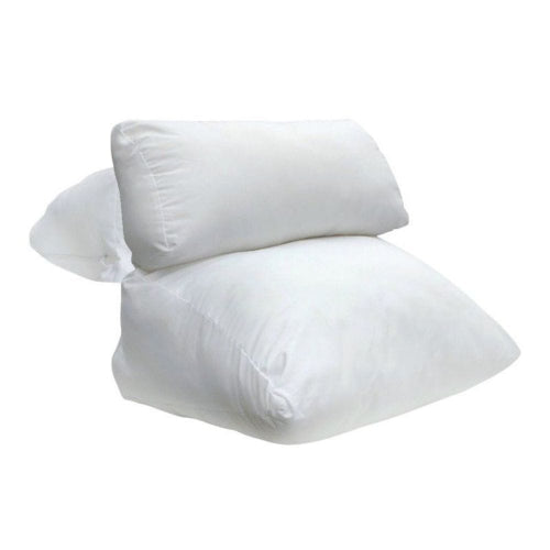 Three white pillows arranged together on a plain white background, including two standard rectangular pillows and one smaller oval pillow.