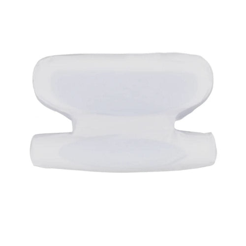 A translucent white silicone or plastic strap-like accessory with a curved top and cylindrical ends, shown on a plain white background.